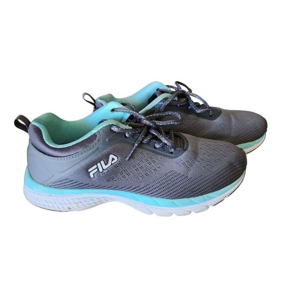 Fila Womens Gray and Turqoise Sneakers with Breathable Mesh Size 7 - Picture 3 of 9